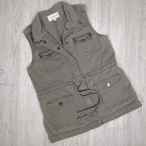 BP Collection Women’s Small Army Green 100% Cotton Belted Sleeveless Jacket Vest - Picture 9 of 9